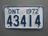 1972 YOM Clear Ontario Motorcycle License Plate