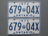 1972 YOM Clear Ontario License Plates