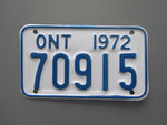 1972 YOM Clear Ontario Motorcycle License Plate