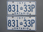 1972 YOM Clear Ontario License Plates