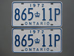 1972 YOM Clear Ontario License Plates