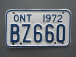 1972 YOM Clear Ontario Motorcycle License Plate