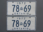 1972 YOM Clear Ontario License Plates