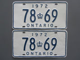 1972 YOM Clear Ontario License Plates