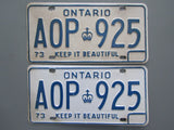 1973 YOM Clear Ontario License Plates