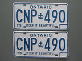 1973 YOM Clear Ontario License Plates