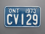 1973 YOM Clear Ontario Motorcycle License Plate