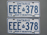 1973 YOM Clear Ontario License Plates