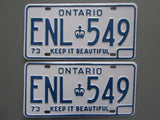 1973 YOM Clear Ontario License Plates