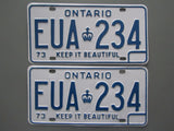 1973 YOM Clear Ontario License Plates
