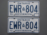 1973 YOM Clear Ontario License Plates