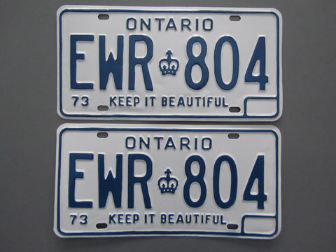 1973 YOM Clear Ontario License Plates
