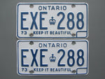 1973 YOM Clear Ontario License Plates