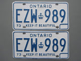 1973 YOM Clear Ontario License Plates