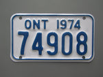 1974 YOM Clear Ontario Motorcycle License Plate