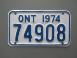 1974 YOM Clear Ontario Motorcycle License Plate