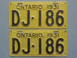 1931 YOM Clear Ontario License Plates