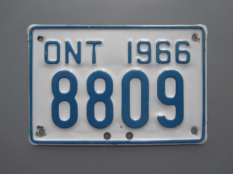 1966 YOM Clear Ontario Motorcycle License Plate