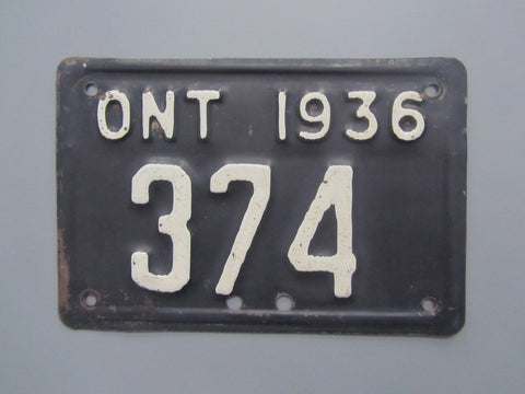 1936 YOM Clear Ontario Motorcycle License Plate