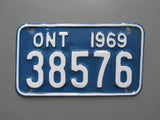 1969 YOM Clear Ontario Motorcycle License Plate