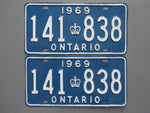 1969 YOM Clear Ontario License Plates