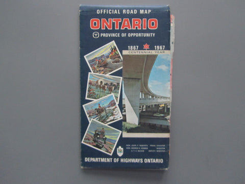 1967 Ontario Official Government Road Map