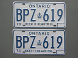 1973 YOM Clear Ontario License Plates