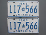 1968 YOM Clear Ontario License Plates