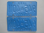 1968 YOM Clear Ontario License Plates