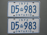 1972 YOM Clear Ontario License Plates