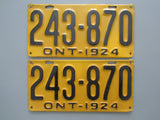 1924 YOM Clear Ontario License Plates