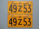 1942 YOM Clear Ontario License Plates