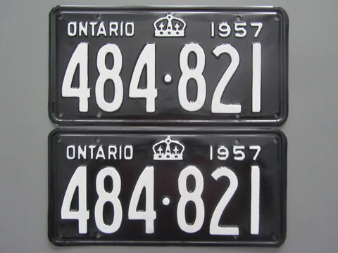 1957 YOM Clear Ontario License Plates