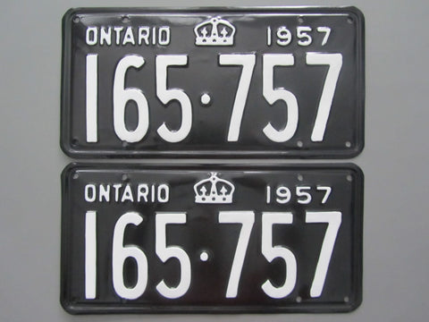 1957 YOM Clear Ontario License Plates