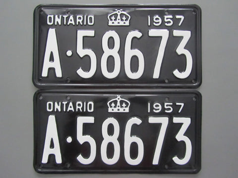 1957 YOM Clear Ontario License Plates