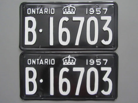 1957 YOM Clear Ontario License Plates