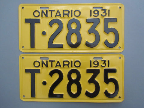 1931 YOM Clear Ontario License Plates