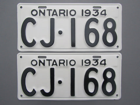 1934 YOM Clear Ontario License Plates