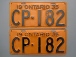 1935 YOM Clear Ontario License Plates