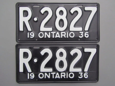 1936 YOM Clear Ontario License Plates