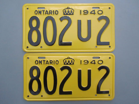 1940 YOM Clear Ontario License Plates