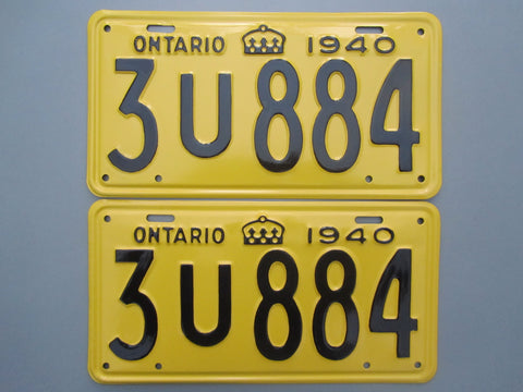 1940 YOM Clear Ontario License Plates