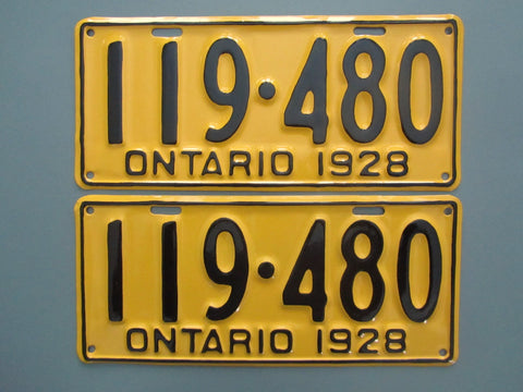 1928 YOM Clear Ontario License Plates