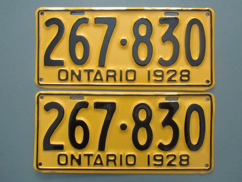 1928 YOM Clear Ontario License Plates