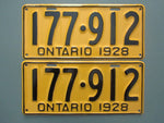 1928 YOM Clear Ontario License Plates