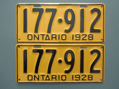 1928 YOM Clear Ontario License Plates