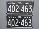 1963 YOM Clear Ontario License Plates