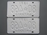 1971 YOM Clear Ontario License Plates