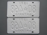 1971 YOM Clear Ontario License Plates