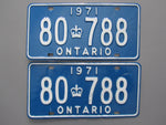 1971 YOM Clear Ontario License Plates